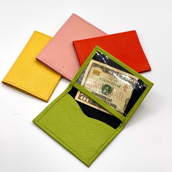 NWOT SLIM-FOLD LEATHER WALLET IN FUN POP COLORS, PERFECT FOR CASH/CARDS, MEXICAN - Picture 6 of 9
